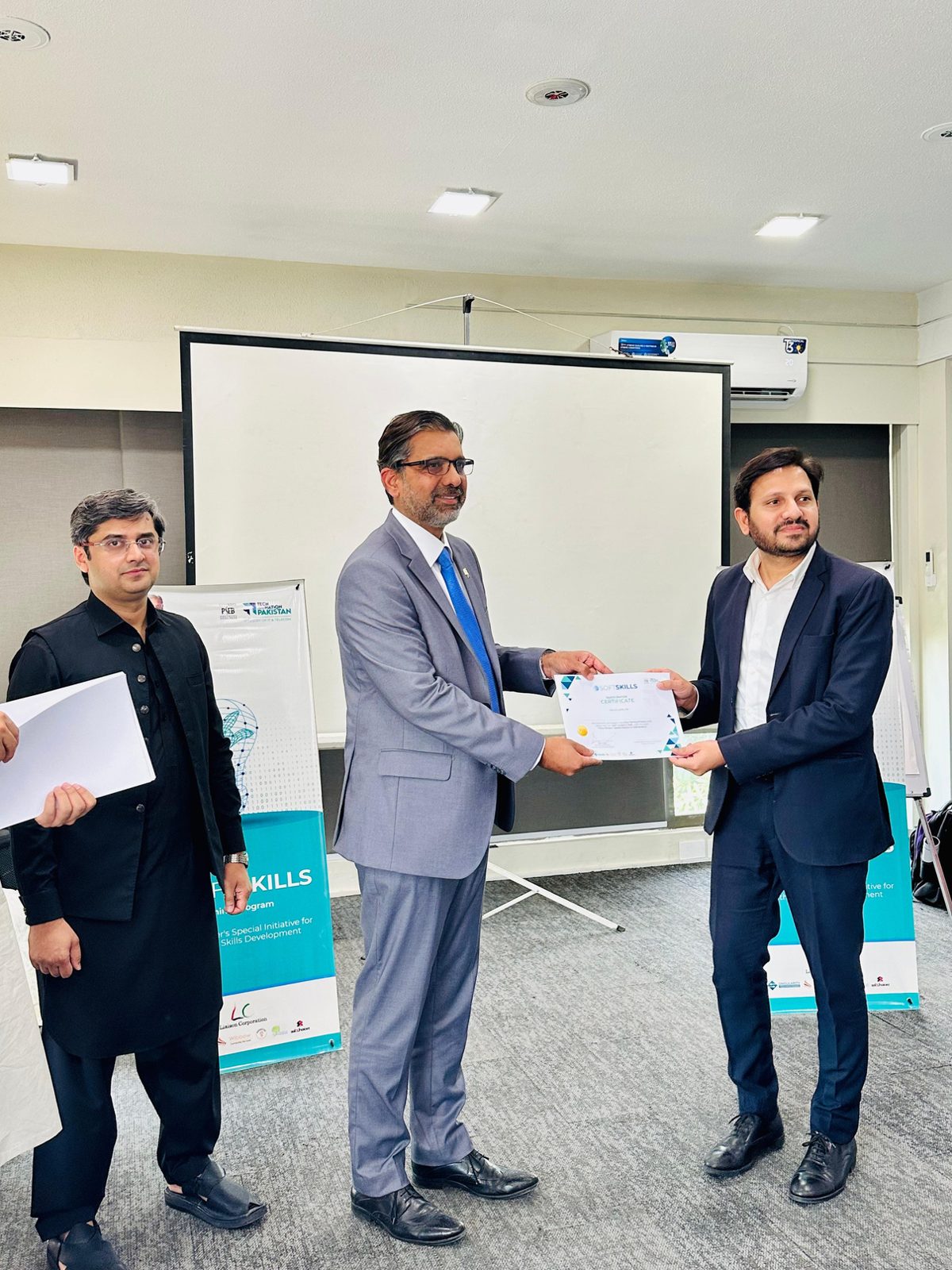 Certificate presentation at a soft-skills training programme